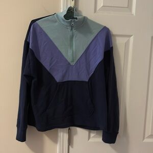 LIVI Crop Zip-Neck Seamed Sweatshirt Size 10/12